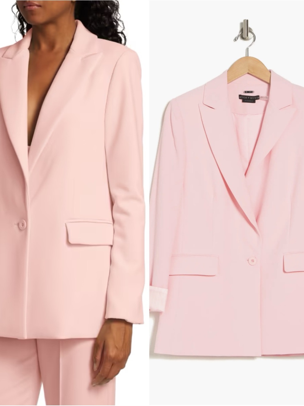 Alice & Olivia Justine Single Breasted Blazer Baby Pink